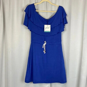 NWT VFish‎ Blue Ruffle Tie Waist Dress Size Small